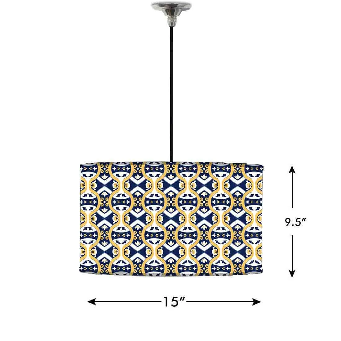 Ceiling Lamp Hanging Drum Lampshade - Spanish Tiles Pattern