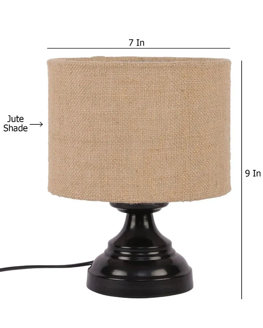 Charming Beige Jute Designer Table Lamp With Iron Base | 6 x 8 inches