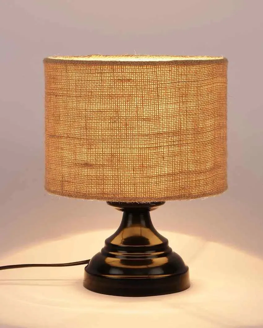 Charming Beige Jute Designer Table Lamp With Iron Base | 6 x 8 inches
