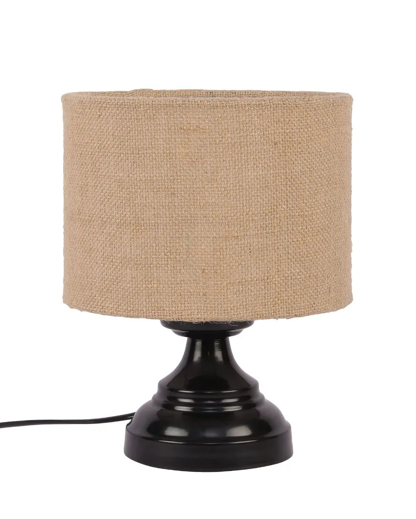 Charming Beige Jute Designer Table Lamp With Iron Base | 6 x 8 inches