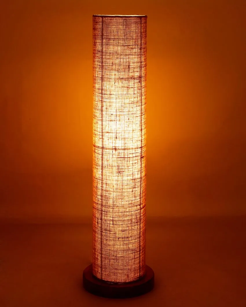 Charming Jute Round Shade Floor Lamp With Wood Base | 2.8 Feet