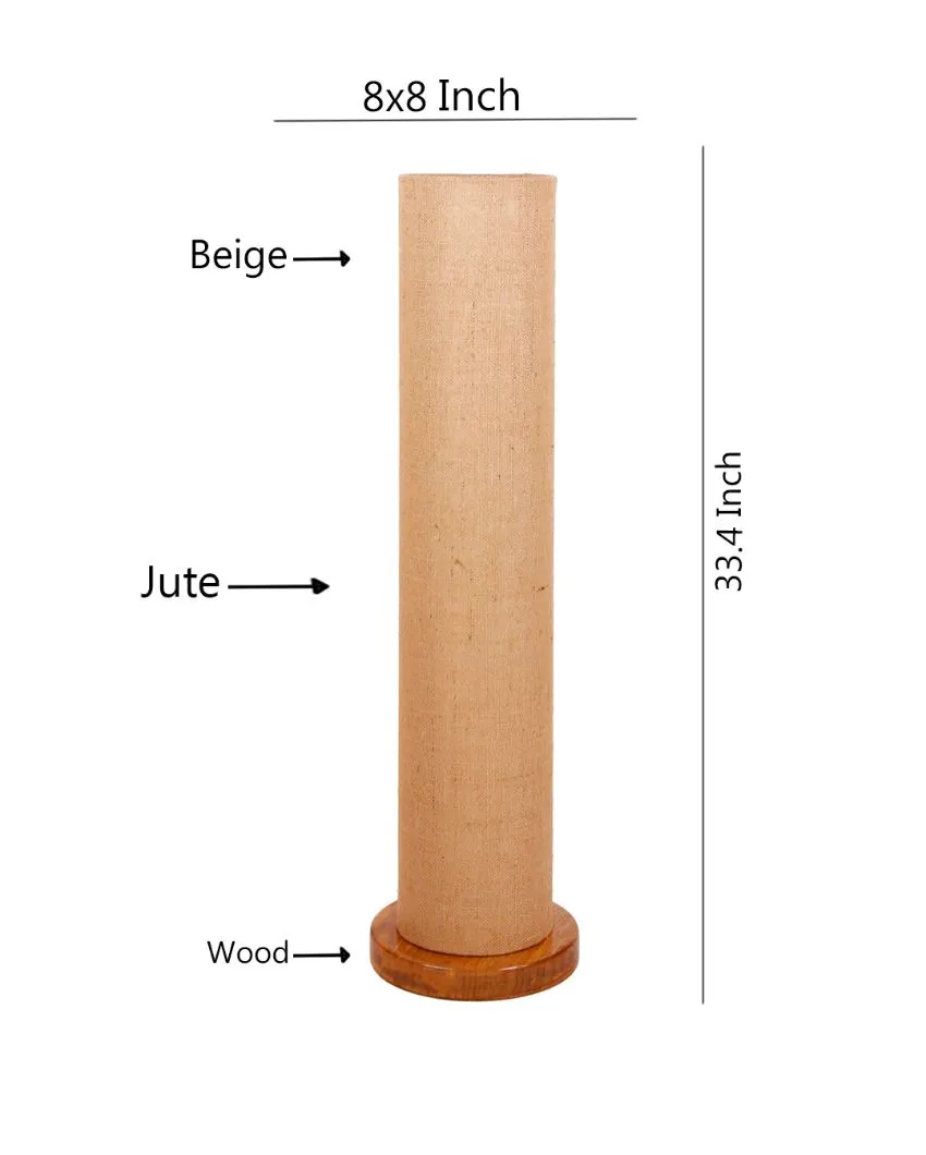 Charming Jute Round Shade Floor Lamp With Wood Base | 2.8 Feet