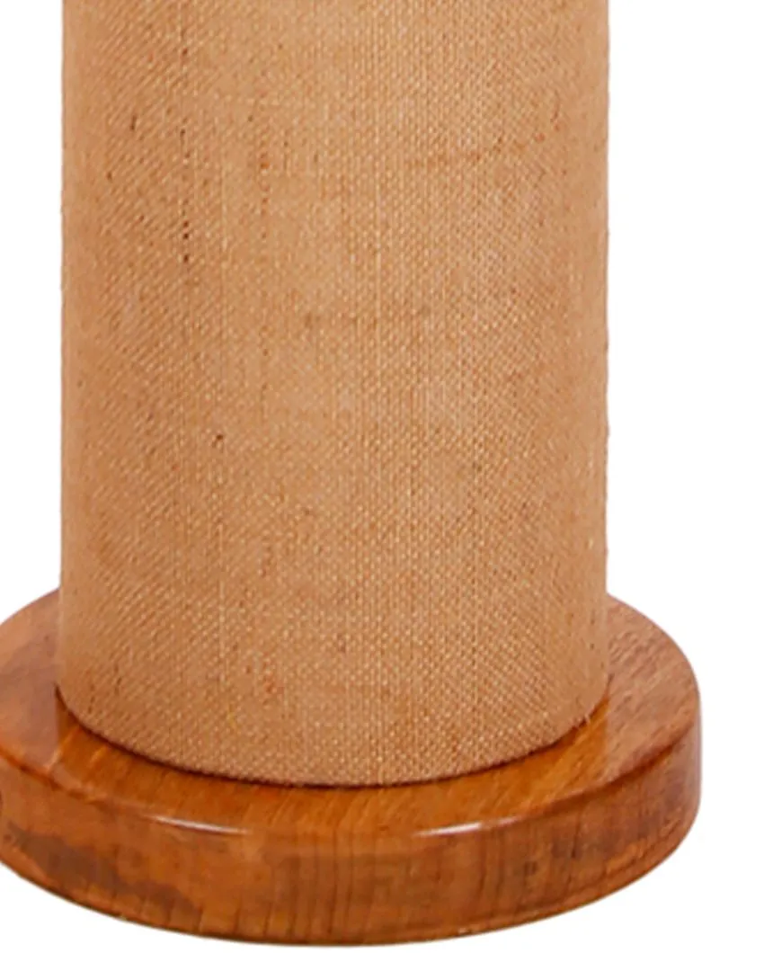 Charming Jute Round Shade Floor Lamp With Wood Base | 2.8 Feet