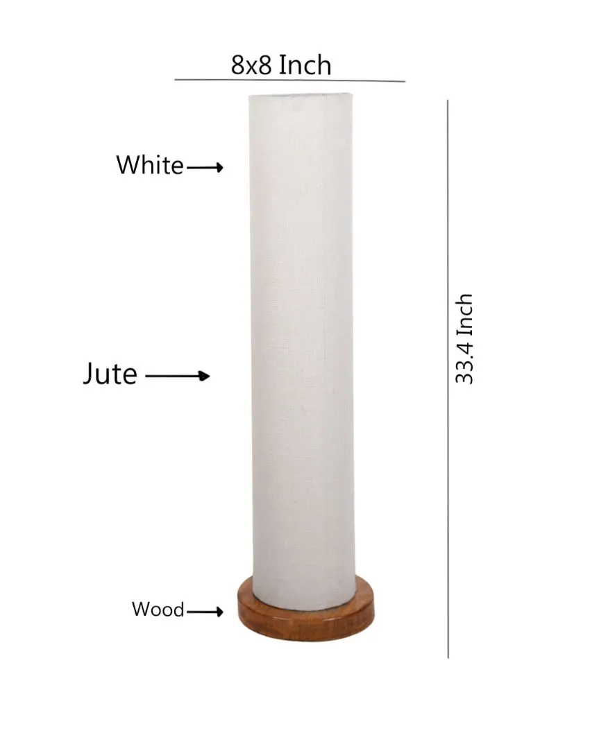 Charming Jute Round Shade Floor Lamp With Wood Base | 2.8 Feet