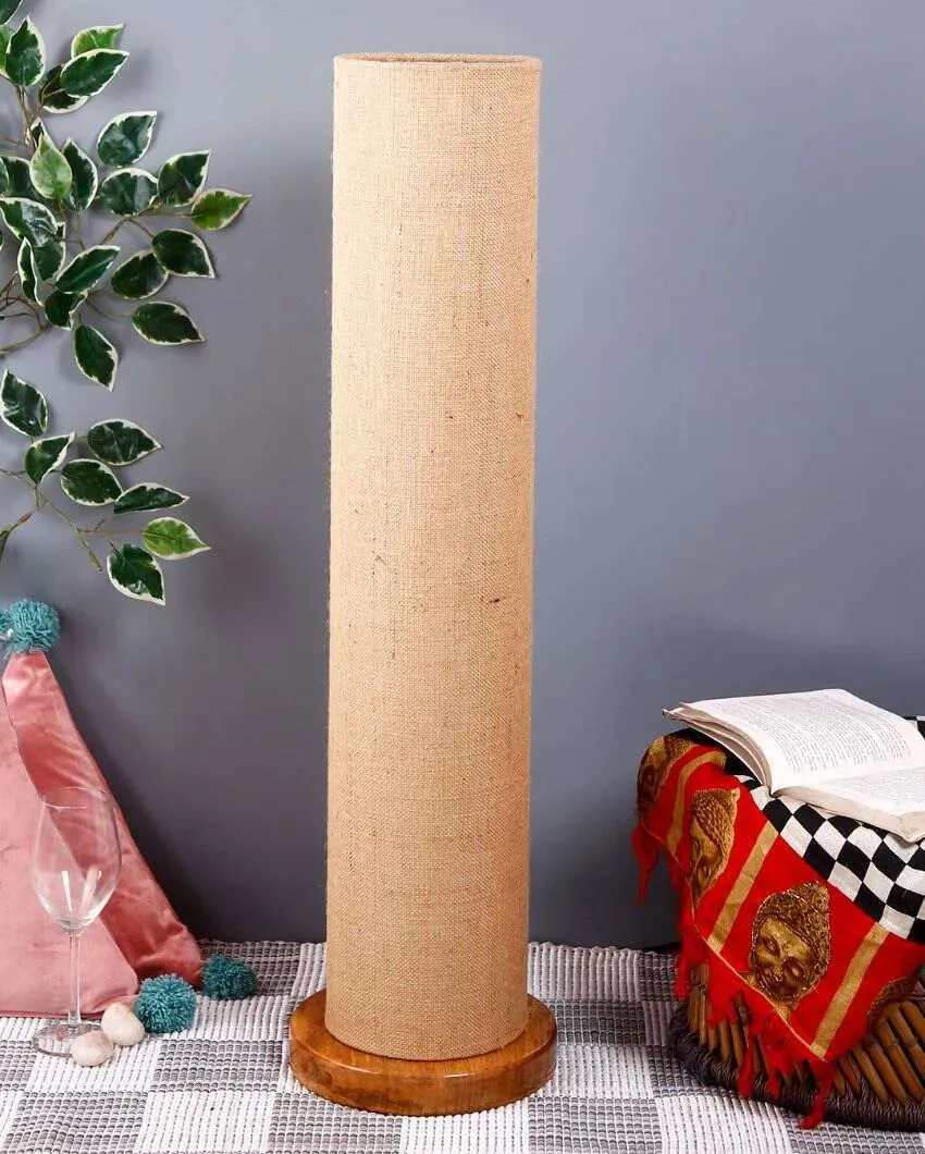Charming Jute Round Shade Floor Lamp With Wood Base | 2.8 Feet