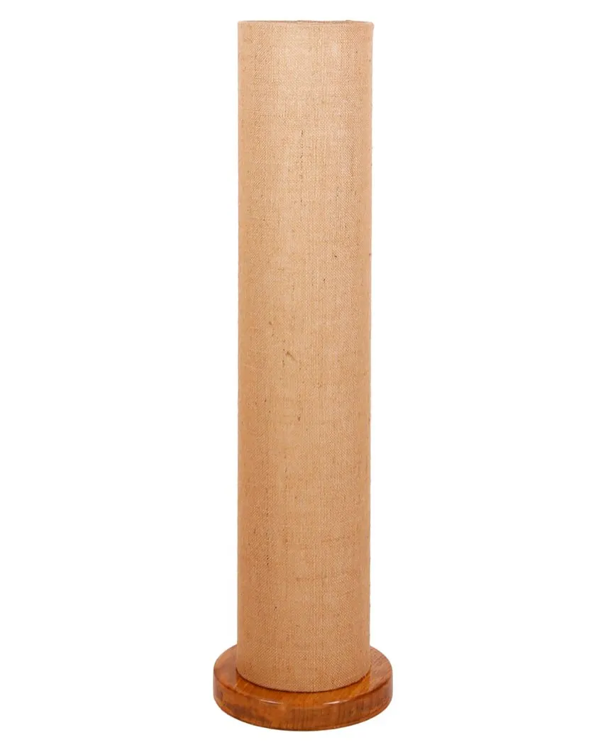 Charming Jute Round Shade Floor Lamp With Wood Base | 2.8 Feet
