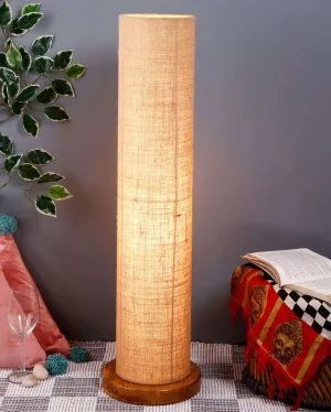 Charming Jute Round Shade Floor Lamp With Wood Base | 2.8 Feet