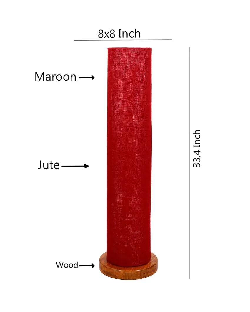 Charming Jute Round Shade Floor Lamp With Wood Base | 2.8 Feet