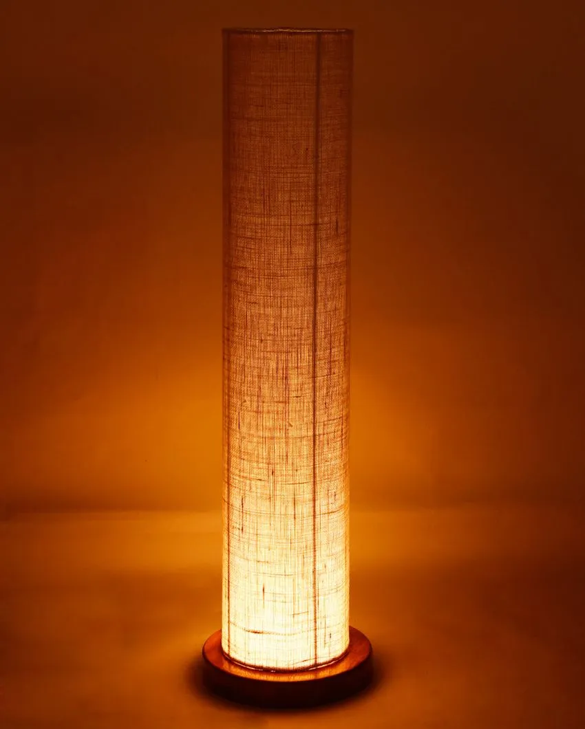 Charming Jute Round Shade Floor Lamp With Wood Base | 2.8 Feet