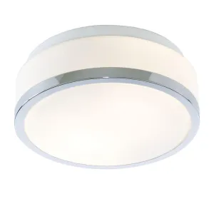 Cheese Bathroom 2 Light Chrome Ceiling Flush White Glass Shade