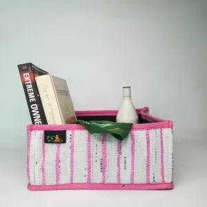 Collapsible Storage Box Small White and Pink  (CSBS0623-002)MS_W