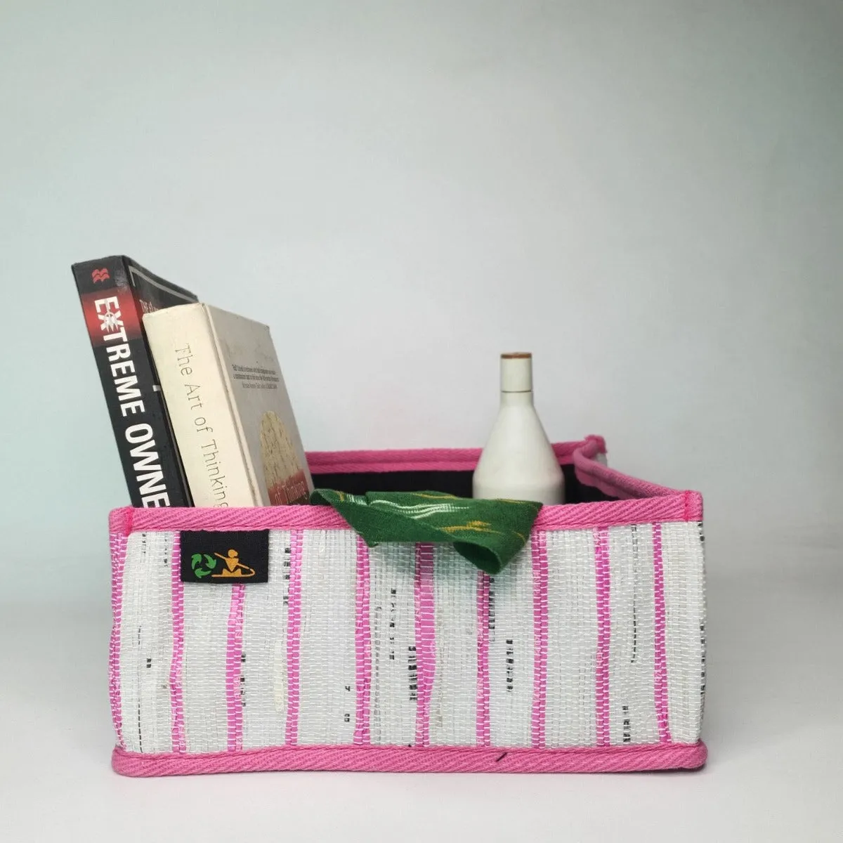 Collapsible Storage Box Small White and Pink  (CSBS0623-002)MS_W