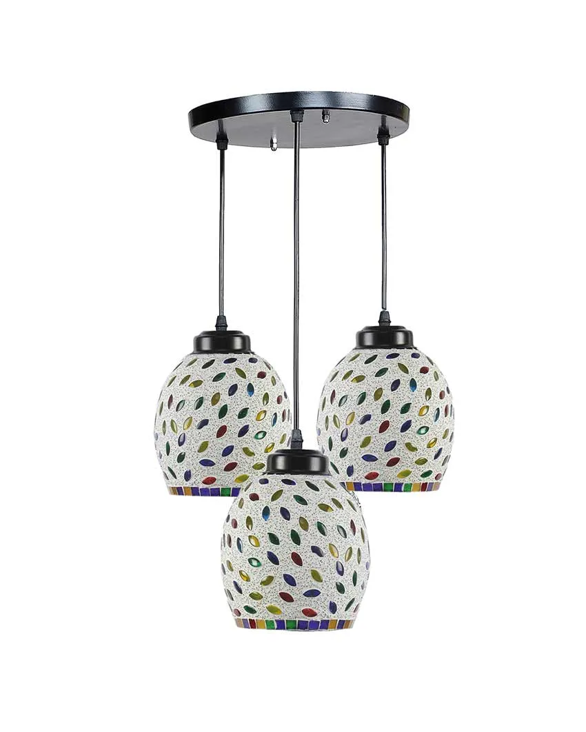 Colorful Seeds Mosaic Cluster Three Hanging Lamps | 10 x 20 inches
