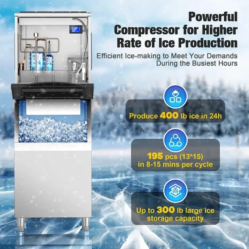 Commercial Air Cooled Ice Maker Machine With Bin, 22'', 110V, 450 lb.