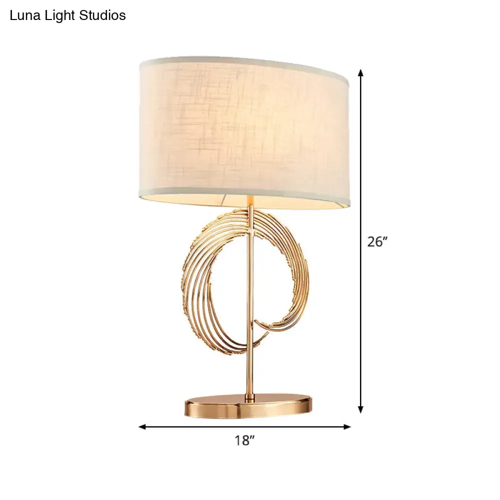 Contemporary Gold Drum Table Lamp - Stylish Bedroom Lighting Fixture