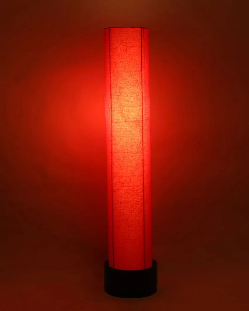 Contemporary Round Cotton Brown Wood Floor Lamp | 2.8 Feet