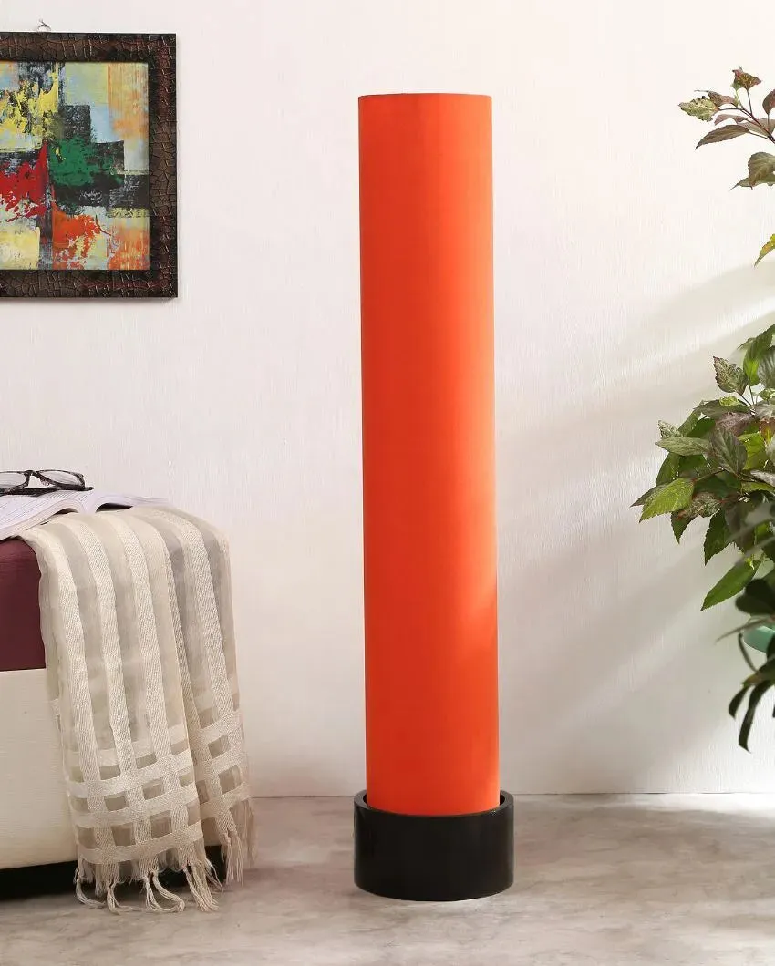 Contemporary Round Cotton Brown Wood Floor Lamp | 2.8 Feet