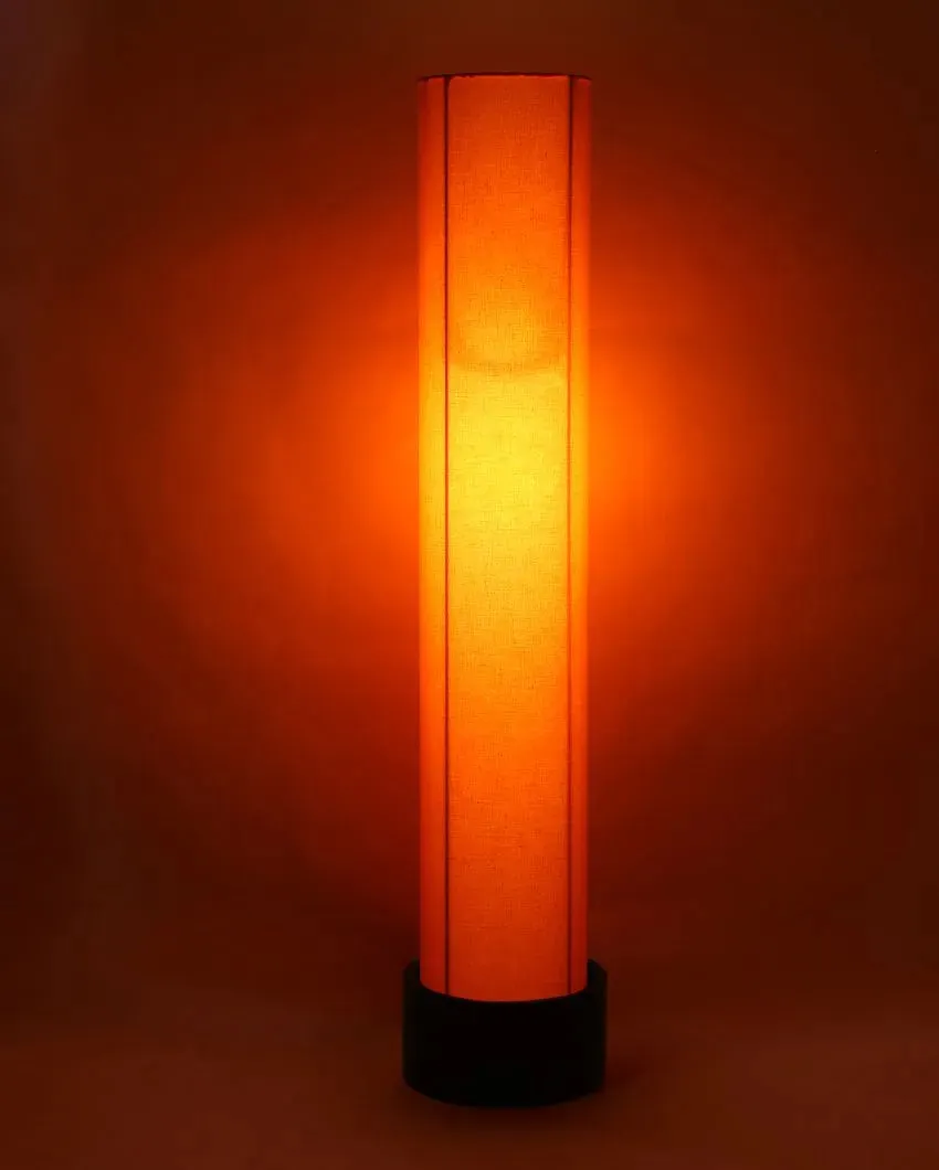 Contemporary Round Cotton Brown Wood Floor Lamp | 2.8 Feet
