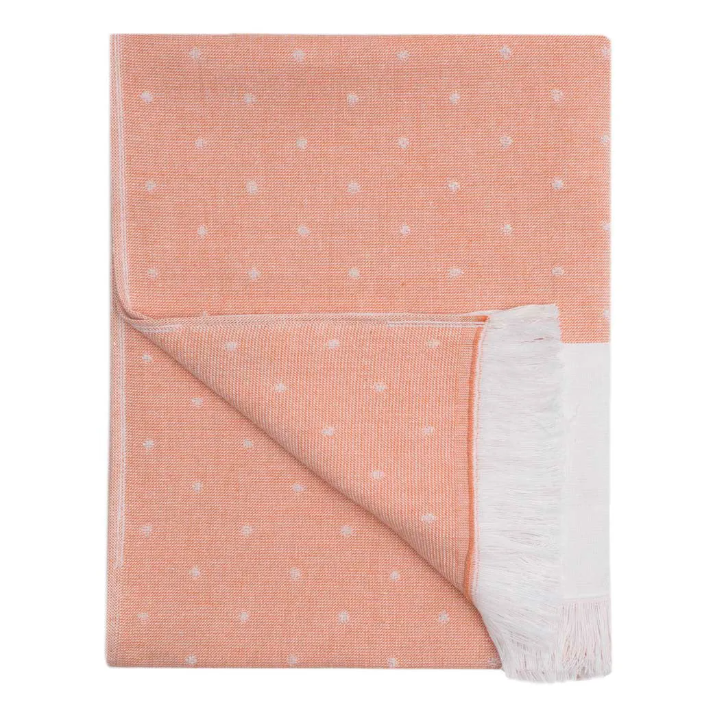 Coral Dot Fouta Towel Resort Bundle (4 Wash   4 Hand   4 Bath Towels   2 Bath Sheets)