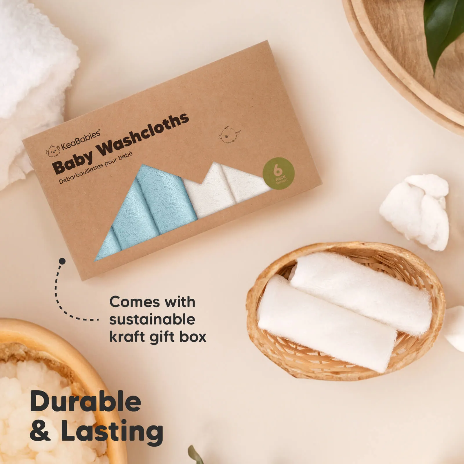 Deluxe Baby Washcloths (White/Sky)