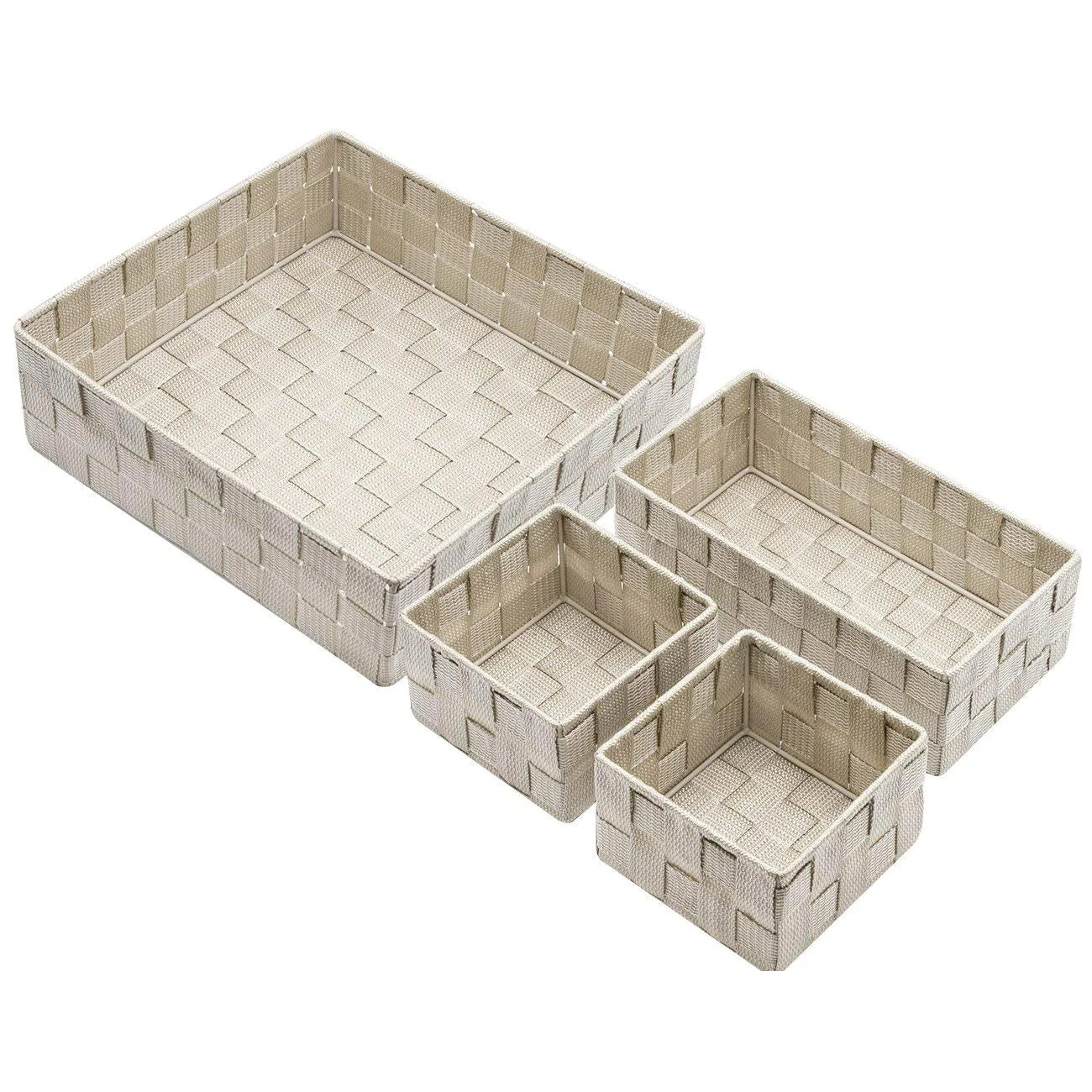 Double Woven Basket Bin Set (4 Pc)