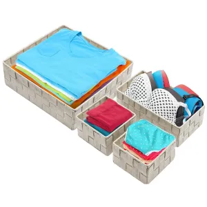 Double Woven Basket Bin Set (4 Pc)
