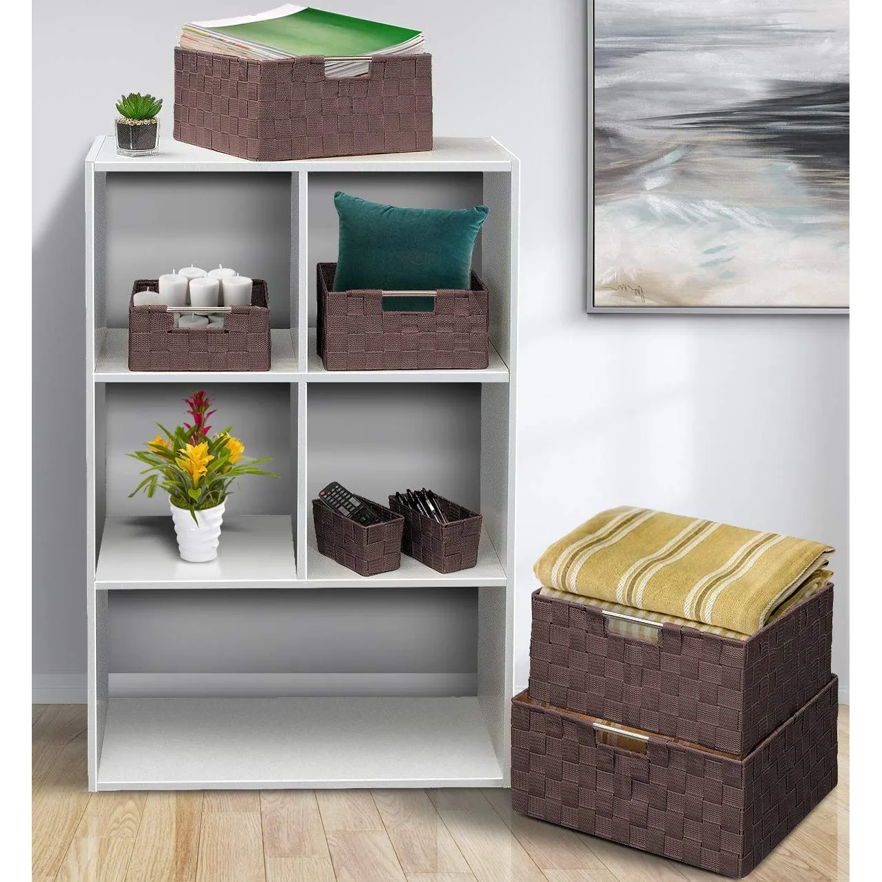 Double Woven Basket Bin Set (7 Pc)