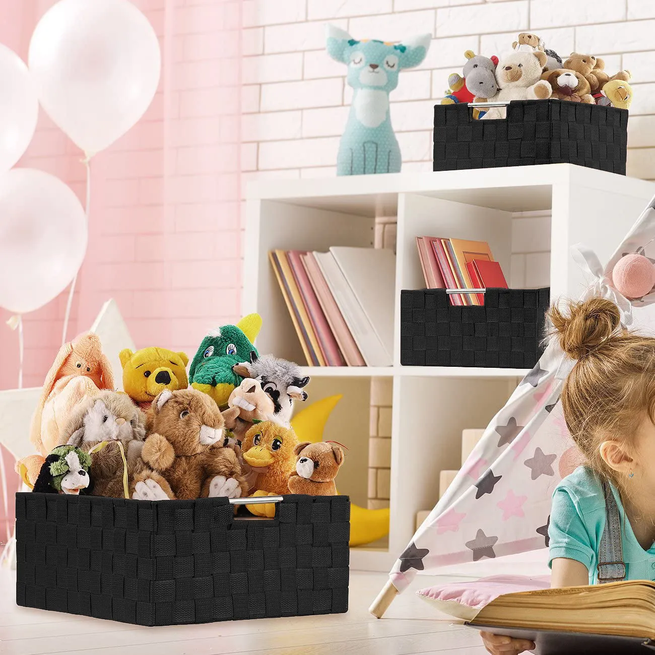Double Woven Basket Bin Set (7 Pc)