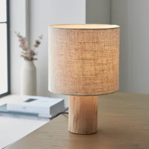 Durban 1 Light Wooden Base Table Lamp With Linen Shade