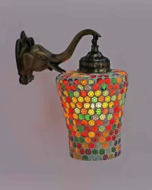 Elegant Design LED Compactable Wood & Glass Wall Lamp | 7 x 7 x 9 inches