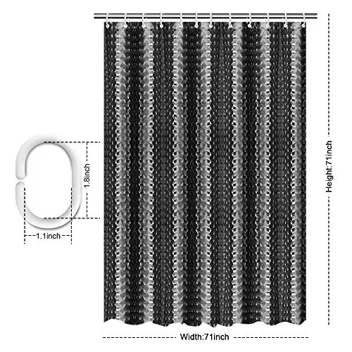 EVA Shower Curtain Liner with 12 Free Hooks, Waterproof 71x71-Inch, Eco-Friendly Bathroom Curtains