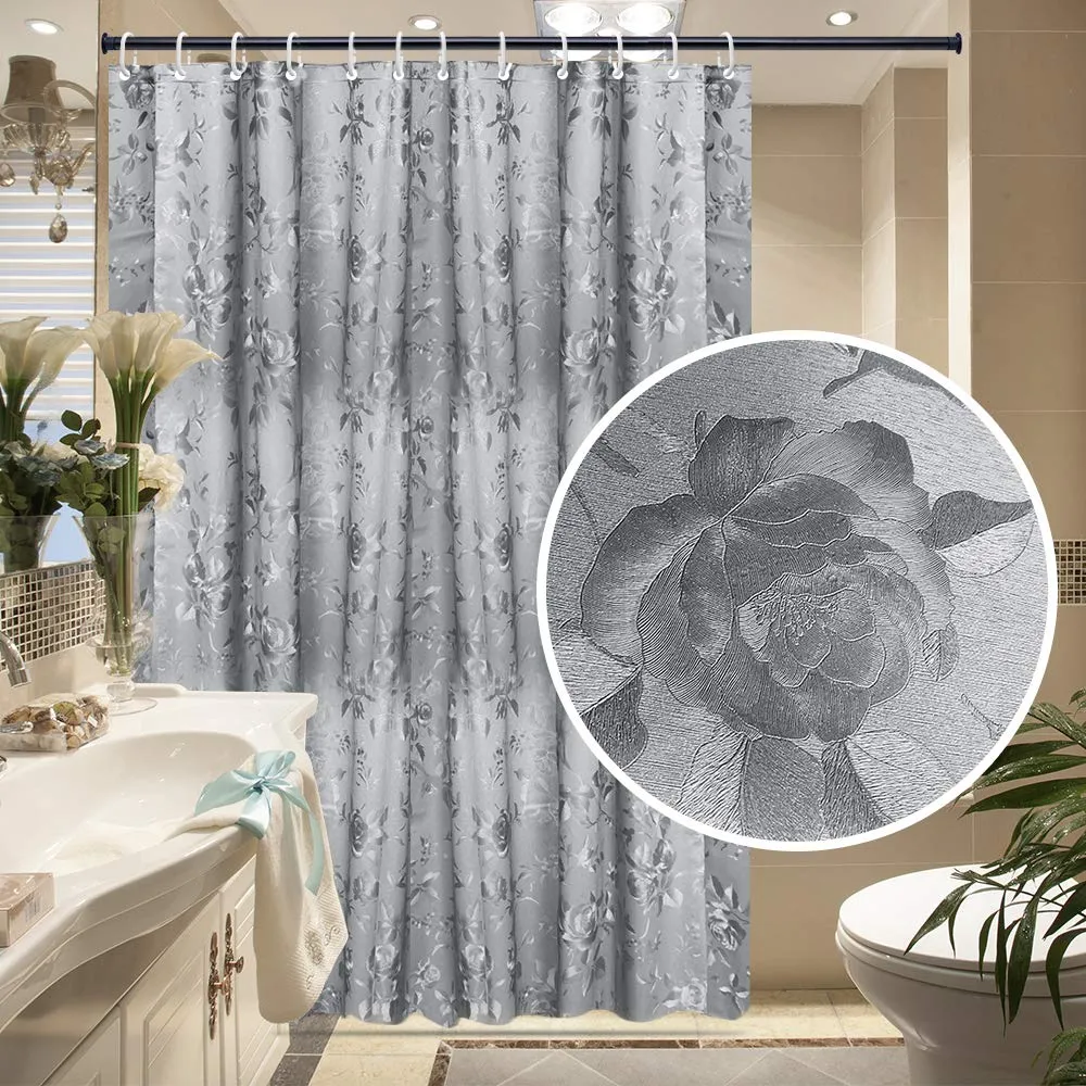 EVA Shower Curtain Liner with 12 Free Hooks, Waterproof 71x71-Inch, Eco-Friendly Bathroom Curtains