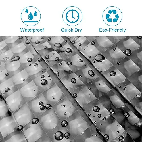 EVA Shower Curtain Liner with 12 Free Hooks, Waterproof 71x71-Inch, Eco-Friendly Bathroom Curtains