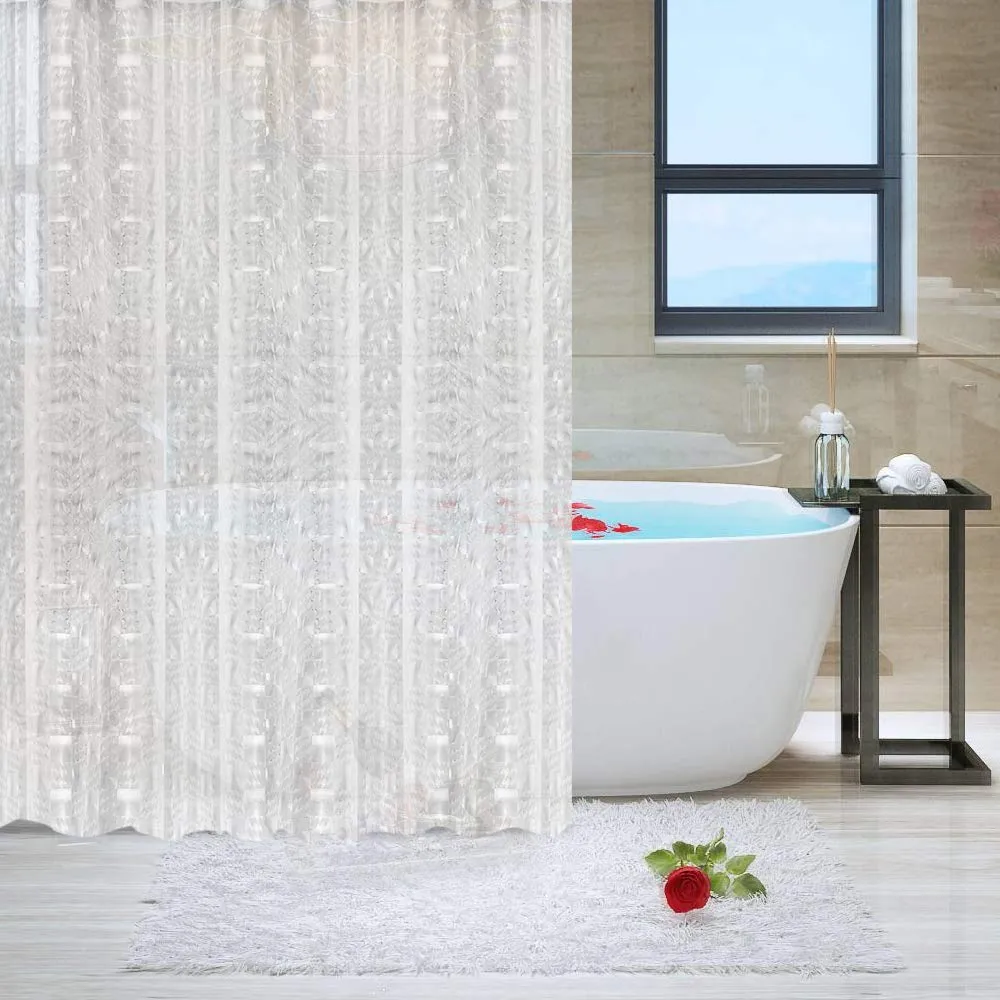EVA Shower Curtain Liner with 12 Free Hooks, Waterproof 71x71-Inch, Eco-Friendly Bathroom Curtains