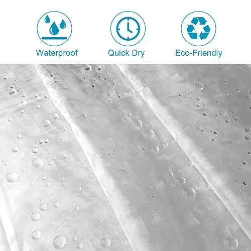 EVA Shower Curtain Liner with 12 Free Hooks, Waterproof 71x71-Inch, Eco-Friendly Bathroom Curtains