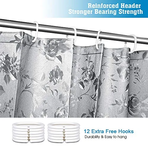 EVA Shower Curtain Liner with 12 Free Hooks, Waterproof 71x71-Inch, Eco-Friendly Bathroom Curtains