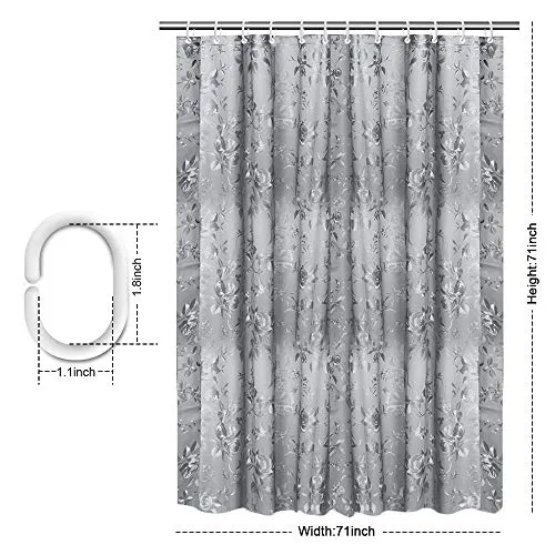EVA Shower Curtain Liner with 12 Free Hooks, Waterproof 71x71-Inch, Eco-Friendly Bathroom Curtains