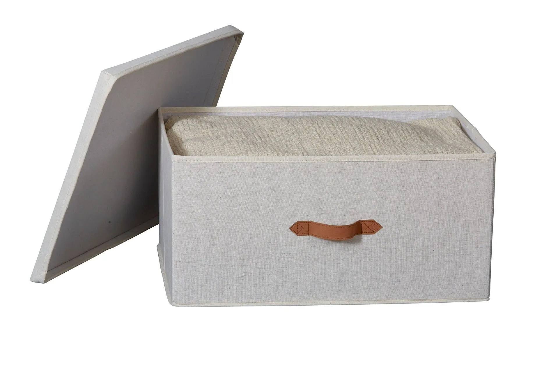 Fabric Extra Large Storage Box With Lid - Cream