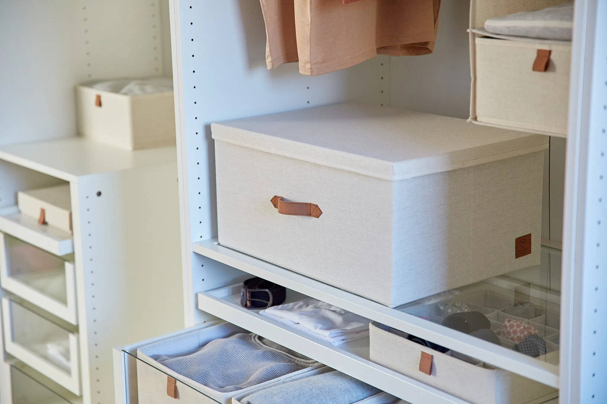 Fabric Extra Large Storage Box With Lid - Cream