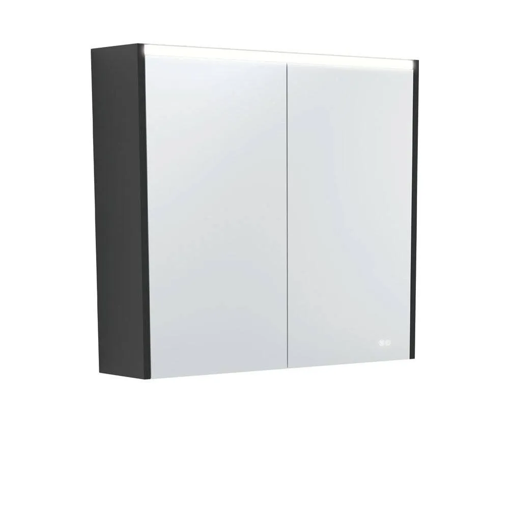 Fienza Led Mirror Cabinet 750 With Satin Black Side Panels