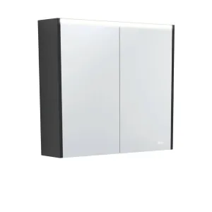 Fienza Led Mirror Cabinet 750 With Satin Black Side Panels