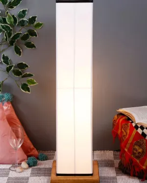 Floral Square Cotton Shade Floor Lamp With Wood Base | 2.8 Feet