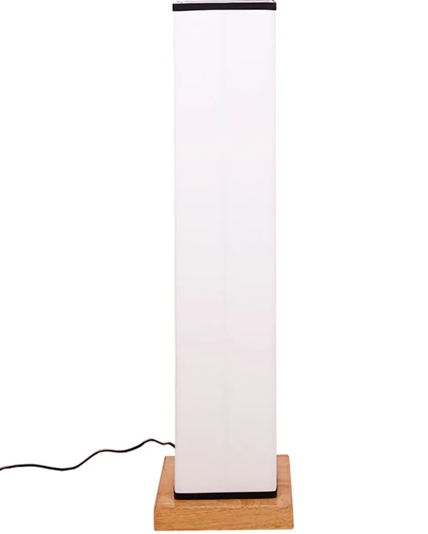 Floral Square Cotton Shade Floor Lamp With Wood Base | 2.8 Feet