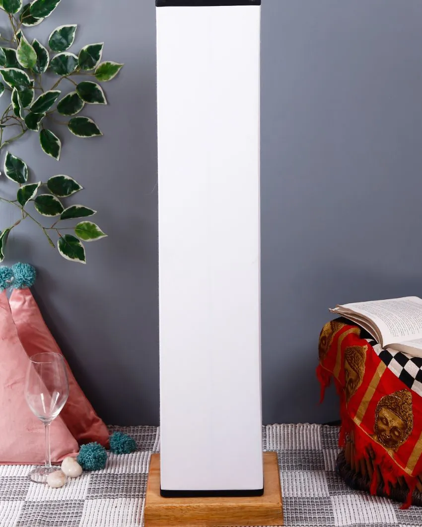Floral Square Cotton Shade Floor Lamp With Wood Base | 2.8 Feet