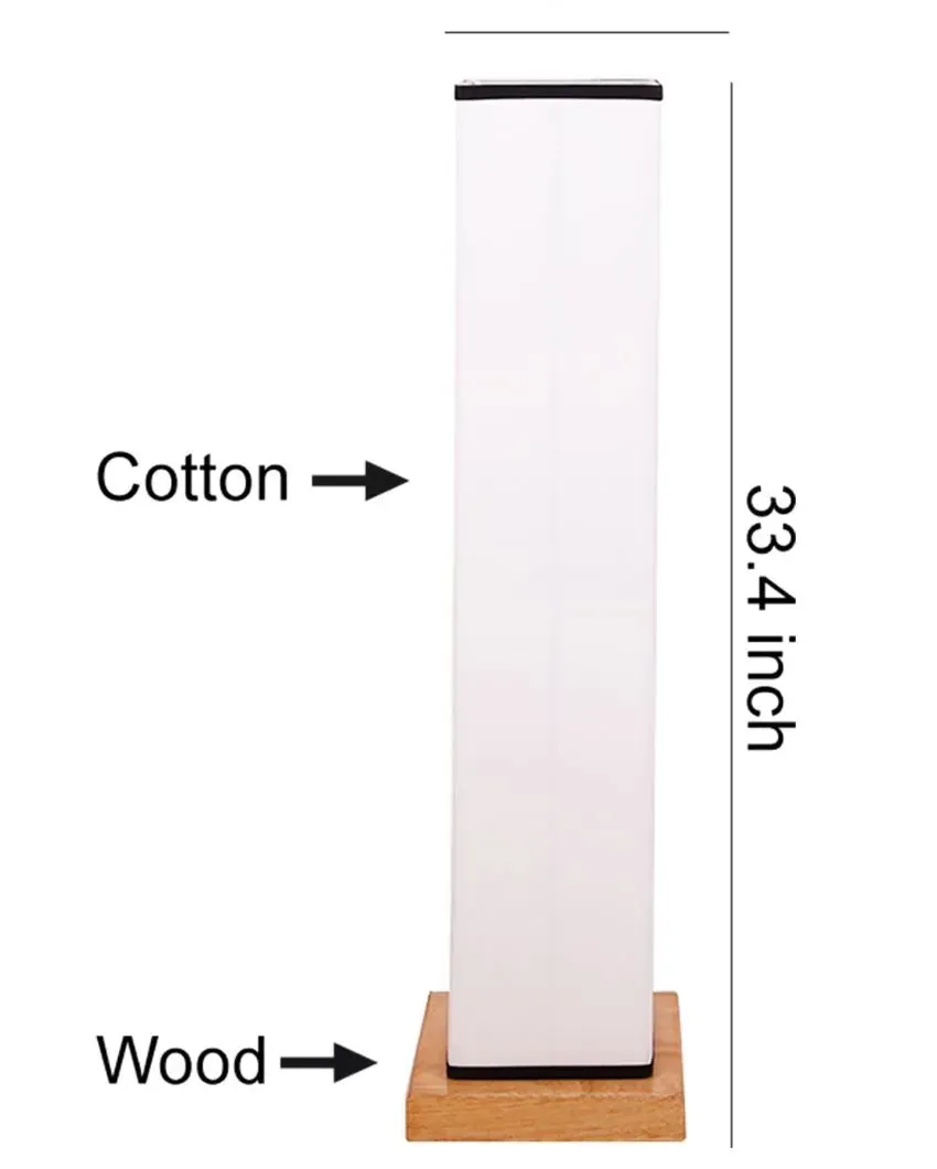 Floral Square Cotton Shade Floor Lamp With Wood Base | 2.8 Feet