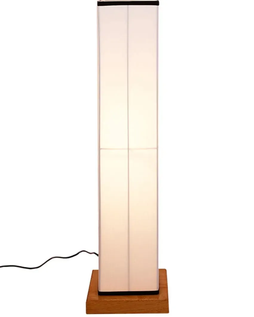 Floral Square Cotton Shade Floor Lamp With Wood Base | 2.8 Feet
