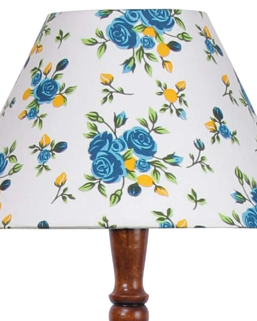 Florals Cotton Conical Wooden Floor Lamp | 14 X 56 inches