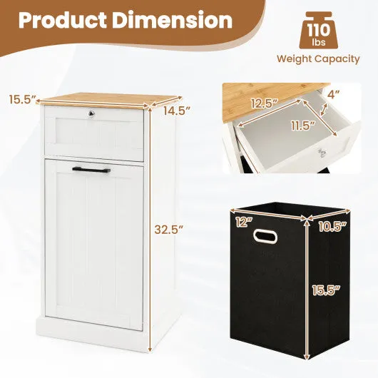 Freestanding Tilt Out Laundry Cabinet with Basket-White