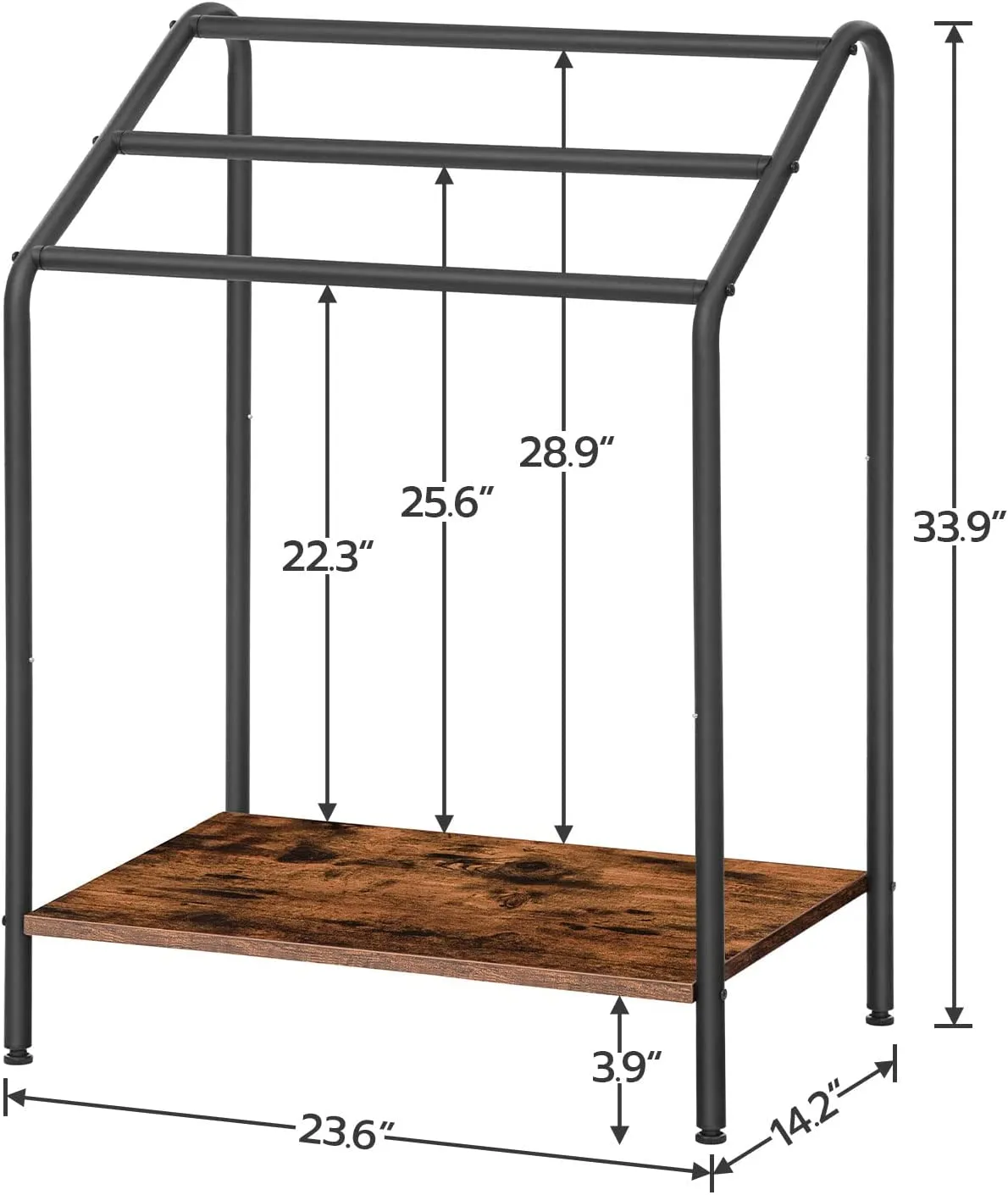 Freestanding Towel Rack Holder, 3 Tier Blanket Rack Stand with Storage Shelf, Quilt Rack Stand and Display Rack