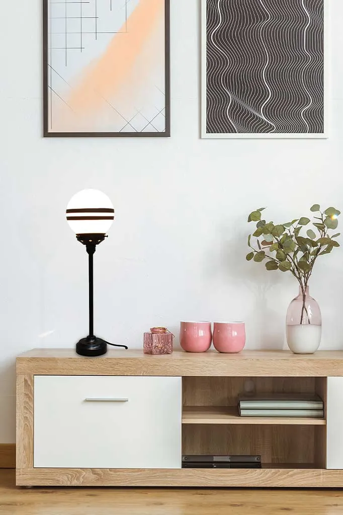 Glass Ball Candlestick Table Lamp